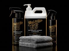 Wash&Shine 66 Waterless Motorcycle Cleaner Kit — 16oz Spray Bottle, 64oz Refill, 4oz Ceramic Shield & 2 Microfiber Towels