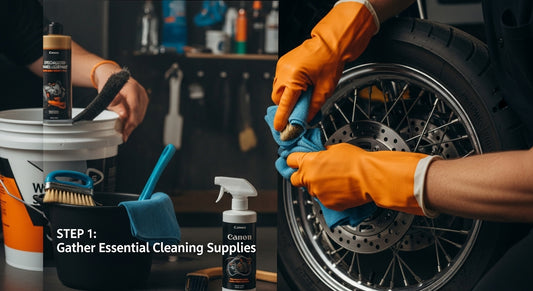cleaning motorcycle wheel step