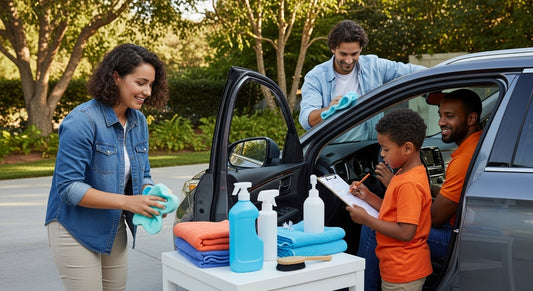 car cleaning checklist, family car wash, car detailing