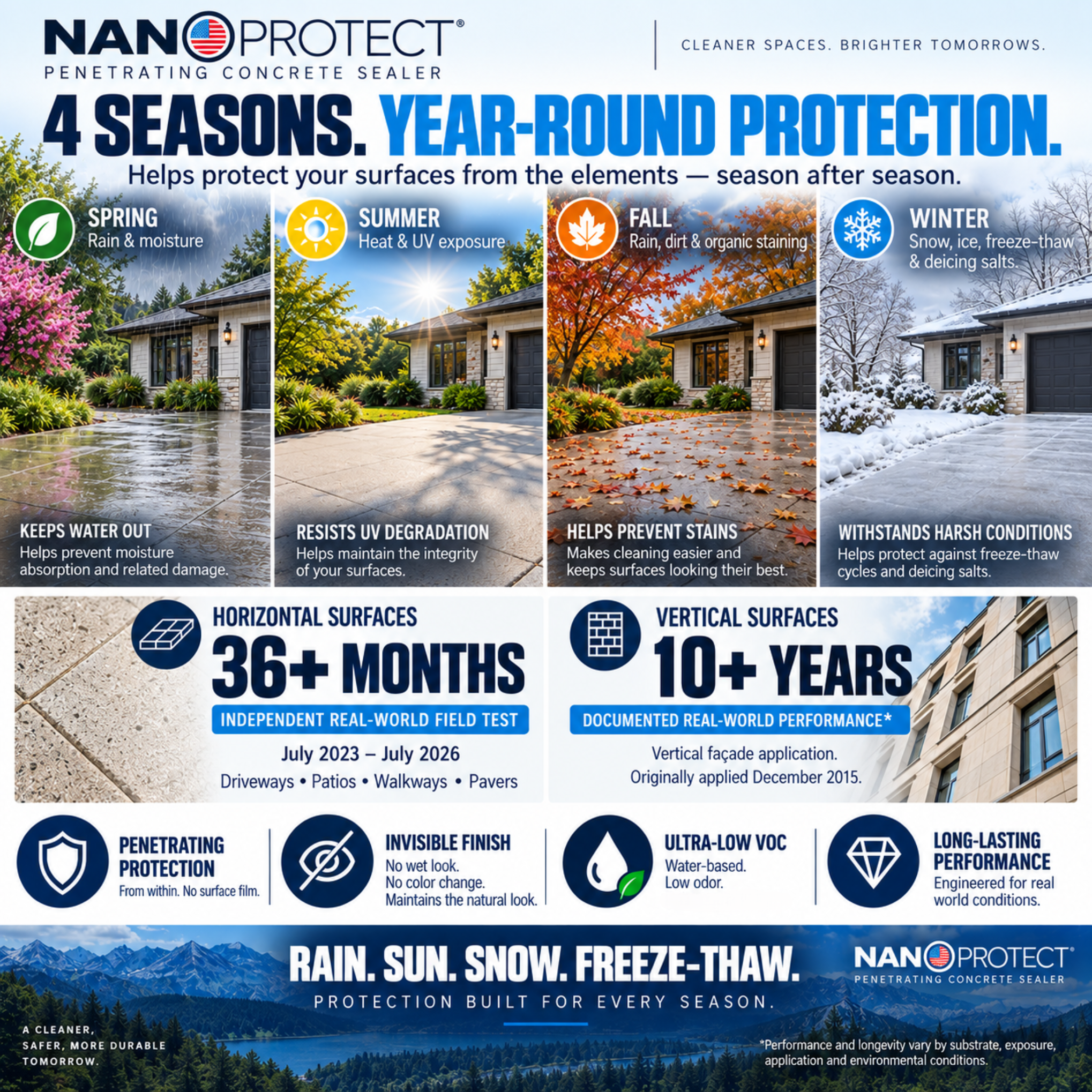 Nanoprotect Concrete & Stone Sealer | Long Lasting Driveway, Patio & Paver Protection 1 GAL Ready to use