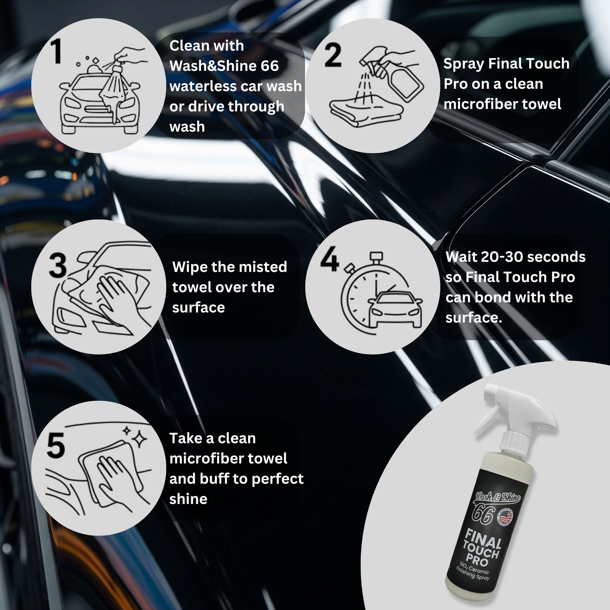 SiO₂ Ceramic Finishing Spray | Wash&Shine 66 Final Touch Pro | 16 fl oz