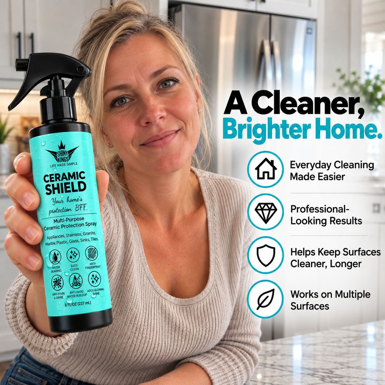 Ceramic Shield™ – Ceramic Cleaner & Protectant for Stainless Steel, Glass & Countertops | Anti-Fingerprint Spray, 8 fl oz