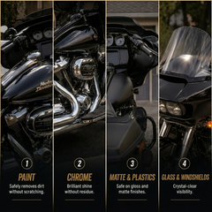 Wash & Shine 66™ Pro System | Professional Motorcycle Cleaning & Protection Kit | Waterless or Wet Motorcycle Cleaner