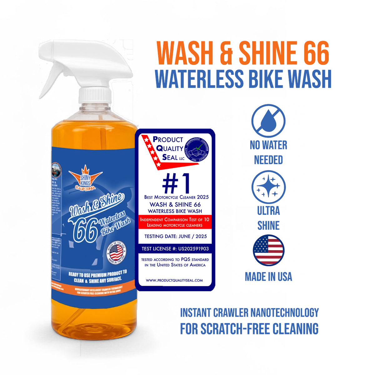 32oz Wash&Shine 66 Waterless Motorcycle Cleaner Orange