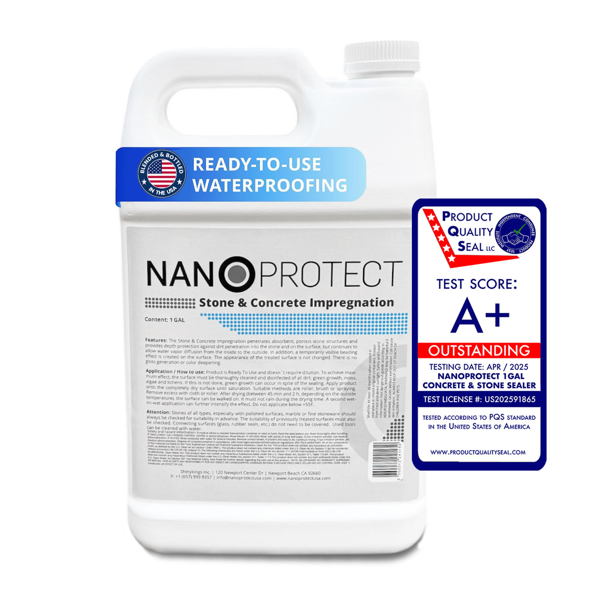 Nanoprotect Concrete & Stone Sealer | Long Lasting Driveway, Patio & Paver Protection 1 GAL Ready to use for up to 200-400 sqft