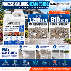 Concrete Sealer Concentrate makes 6 GAL Concrete Driveway Patio Sealer Nanoprotect - 64 oz for up to 1200 sqft single coat