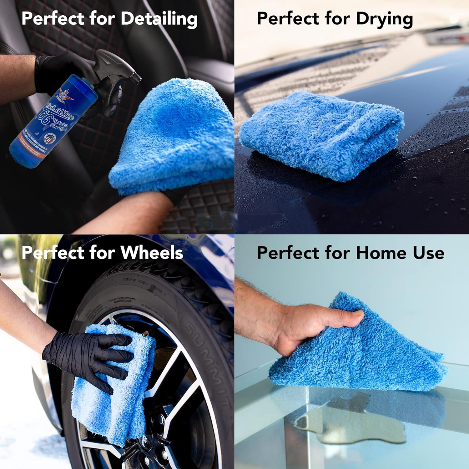 Shinykings Ultra Soft Microfiber Towels – 16x16 in | 3-Pack Car Motorcycle Truck RV Boat