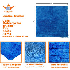 Shinykings Ultra Soft Microfiber Towels – 16x16 in | 3-Pack Car Motorcycle Truck RV Boat