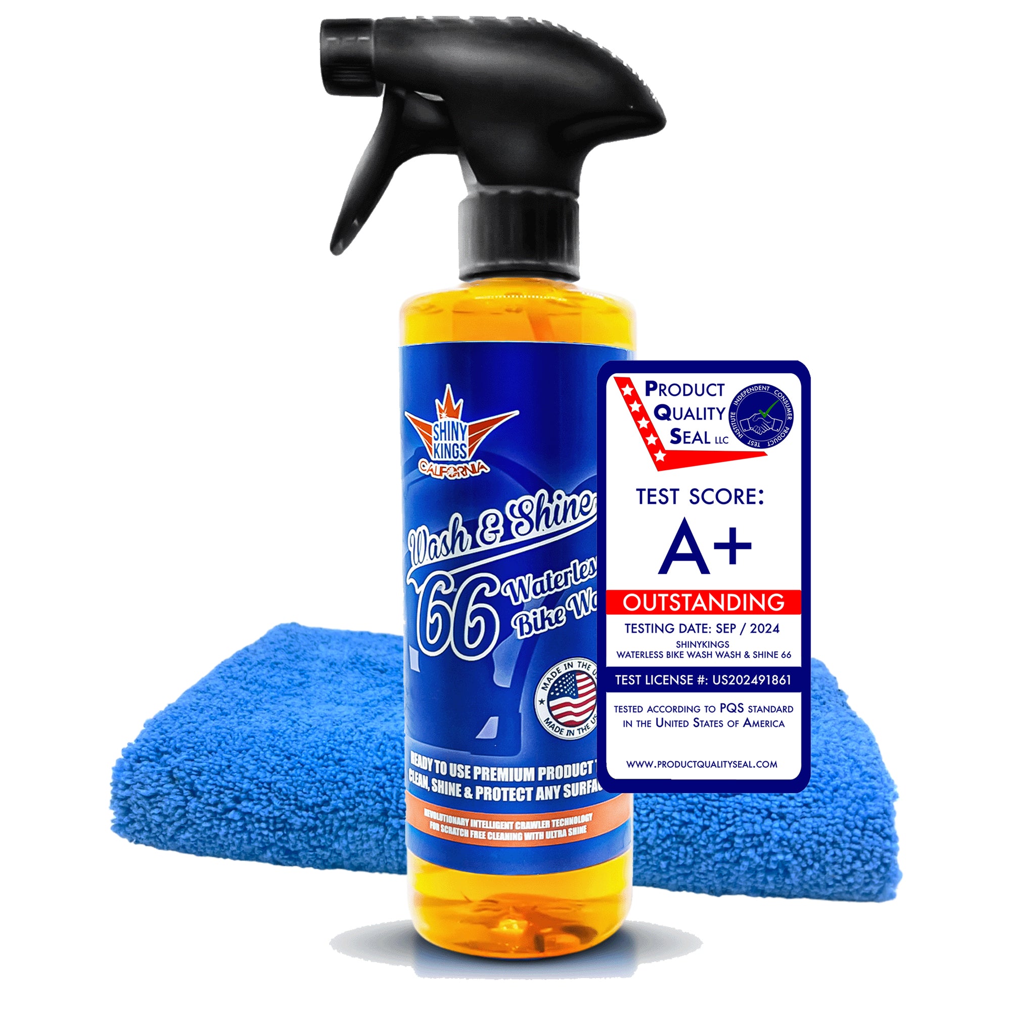 Wash&Shine 66 Waterless Motorcycle Cleaner – 16 fl. oz + 1 Towel