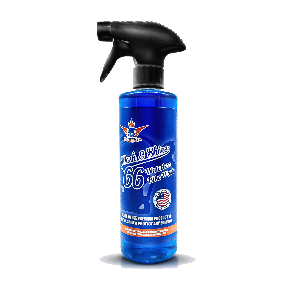 Motorcycle Cleaner Wash&Shine 66 | WATERLESS BIke Wash with Ultra Shine Finish | Powerful Motorcycle Detailing Spray for All Surfaces | Bike Cleaner by Shinykings California | 16 fl.oz