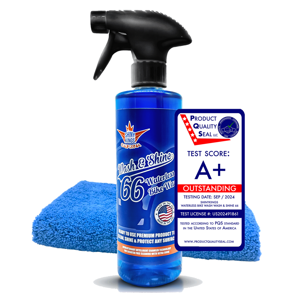 Wash&Shine 66 Waterless Motorcycle Cleaner – 16 fl. oz + 1 Towel