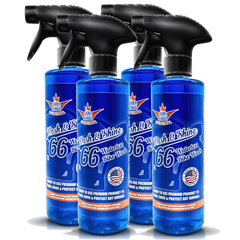 Motorcycle Cleaner waterless bike wash Cleaning Kit Wash&Shine66 Made in USA | Motorcycle Wash with Ultra Shine Effect | Powerful Scratch Free Detailing Spray for All Surfaces | 4 x 16 fl.oz WS66BW_4B_0T