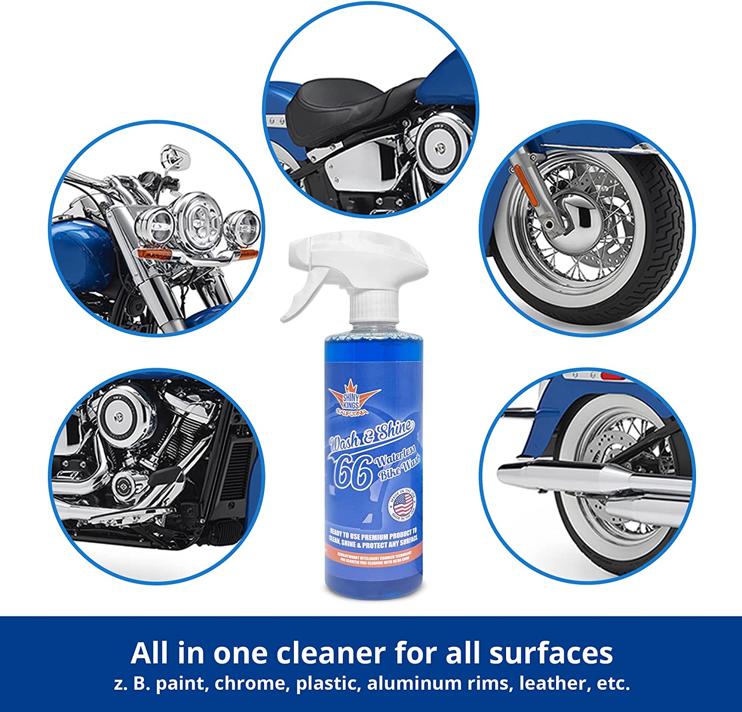 Wash&Shine 66 Waterless Motorcycle Cleaner - Orange Scent 16 fl oz Shinykings incl. Towel