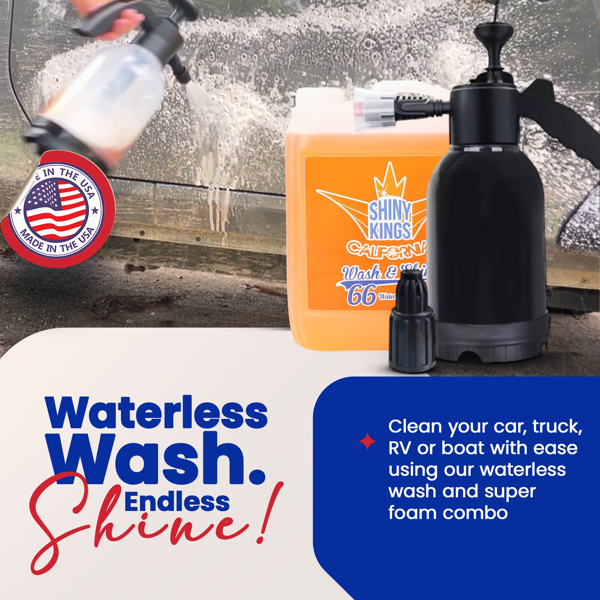 Carwash Shampoo waterless 1.32 gal Quick Detailer Wash&Shine 66