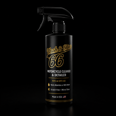 Wash&Shine 66 Waterless Motorcycle Cleaner Kit — 16oz Spray Bottle, 64oz Refill, 4oz Ceramic Shield & 2 Microfiber Towels
