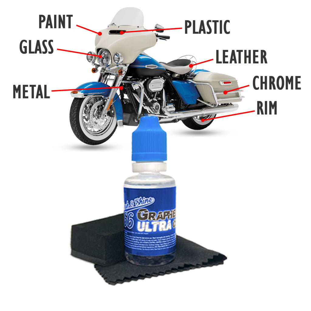 Wash&Shine66 Real Graphene Coating Ultra 10H+ | 5+ years Protection with only one Application for Motorcycles, Cars, RV and Boats | 1 fl.oz.